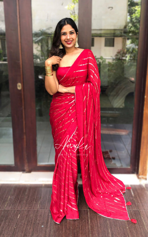 Maroon Patterned Sequinned Saree Anuki.in