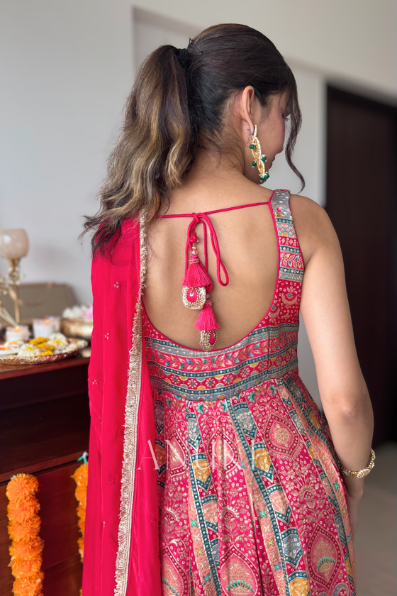 Pink Silk Anarkali Set