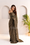 Olive Green Embellished Sequins Saree