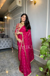 Rani Pink Patterned Sequinned Saree