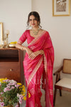 Rooh Gulabi Bandhej Saree With Scallop Embroidered Border