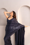 Navy Blue Embellished Sequin Saree