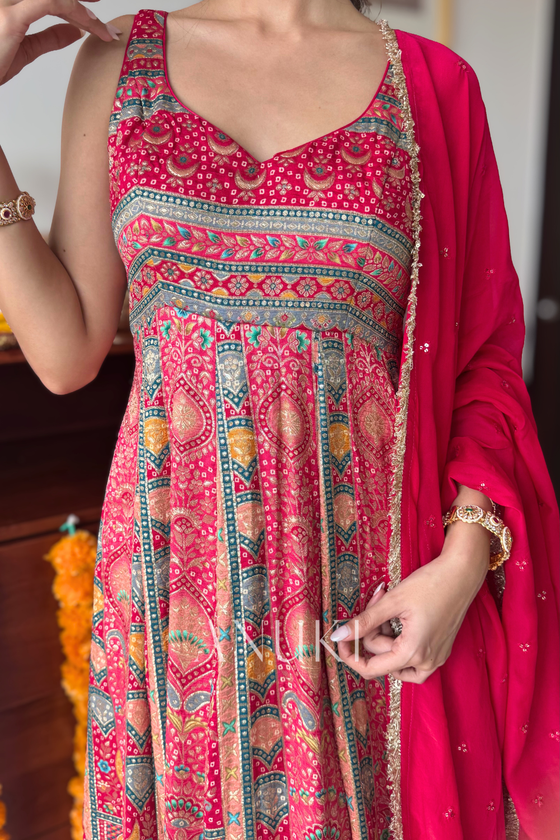 Pink Silk Anarkali Set