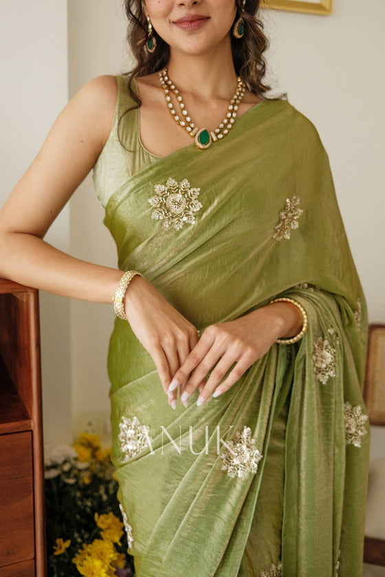 Anvi Green Tissue Saree
