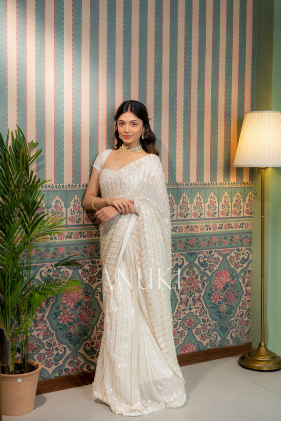 Sunehri Ivory Saree