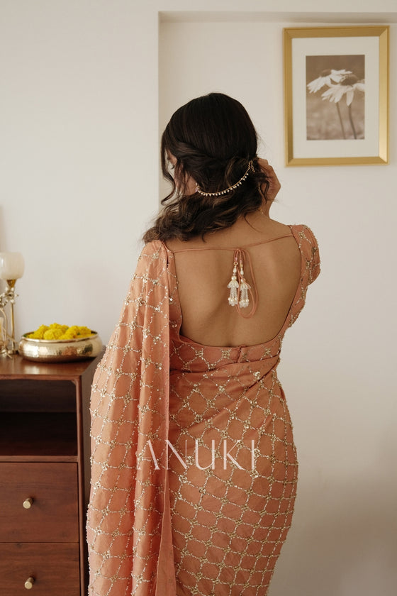 Dusty Rose Tissue Silk Saree