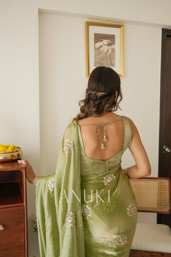 Anvi Green Tissue Saree