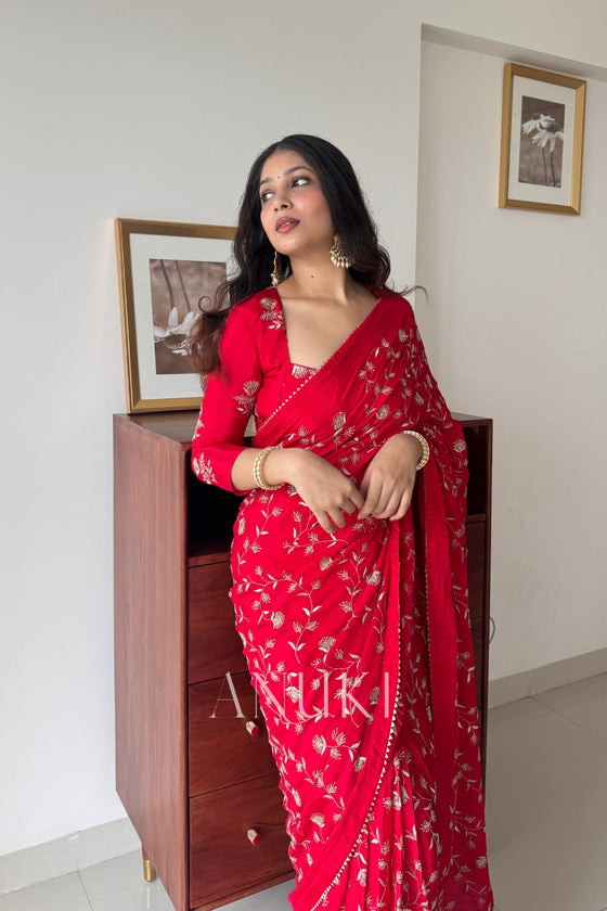 Sindoor Red Silk Saree