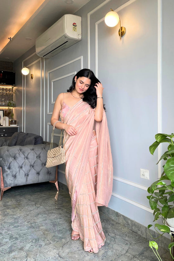 Rose Gold Tissue Saree