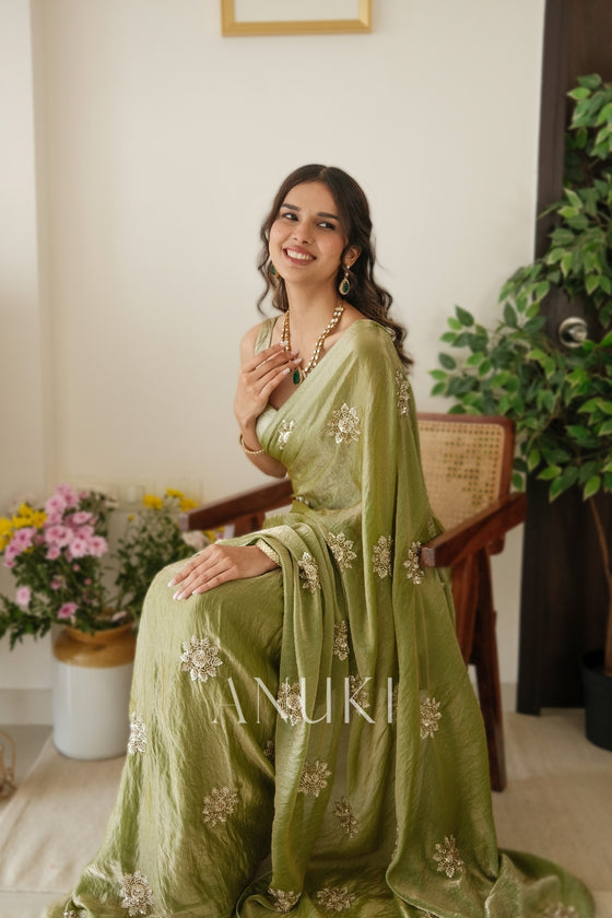 Anvi Green Tissue Saree