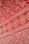 Red Satin Ajrak Printed Saree With Scallop Embroidered Border