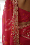 Rooh Gulabi Bandhej Saree With Scallop Embroidered Border