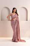 Rose Pink Embellished Sequins Saree