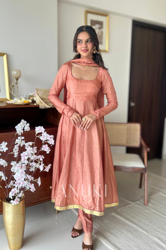 Saraya Dusty Rose Silk Suit Set