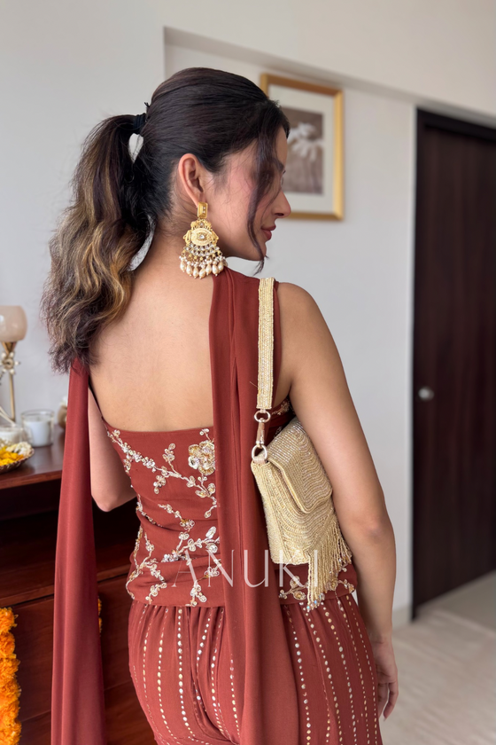 Mocha Muse Georgette Sharara Set