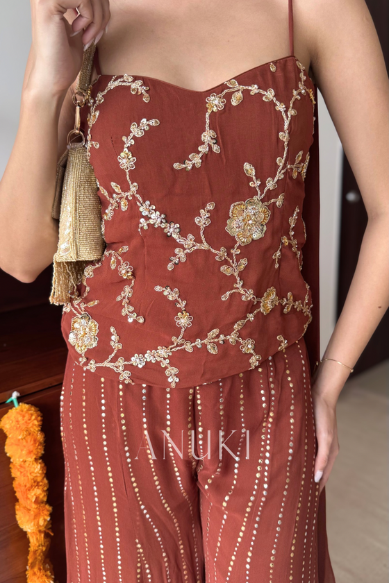 Mocha Muse Georgette Sharara Set