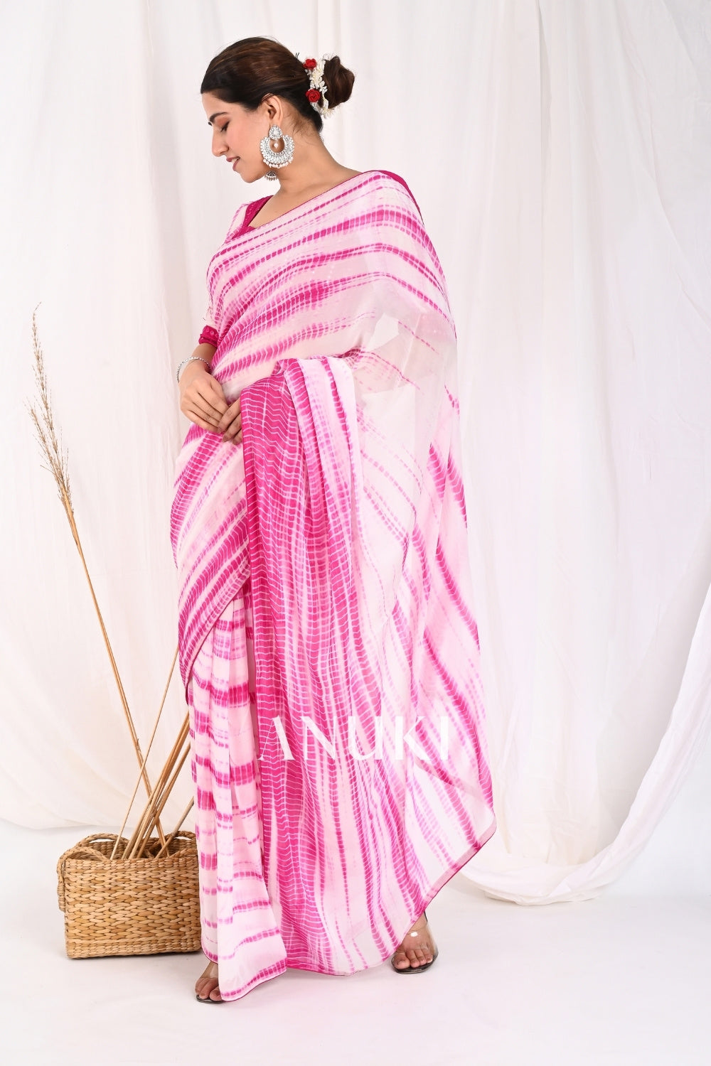 Rose Pink Shibori Tie-Dye Embroidered Mul Cotton Anarkali Top – Premium Ethnic Tops (Medium - 2XL) main image 1