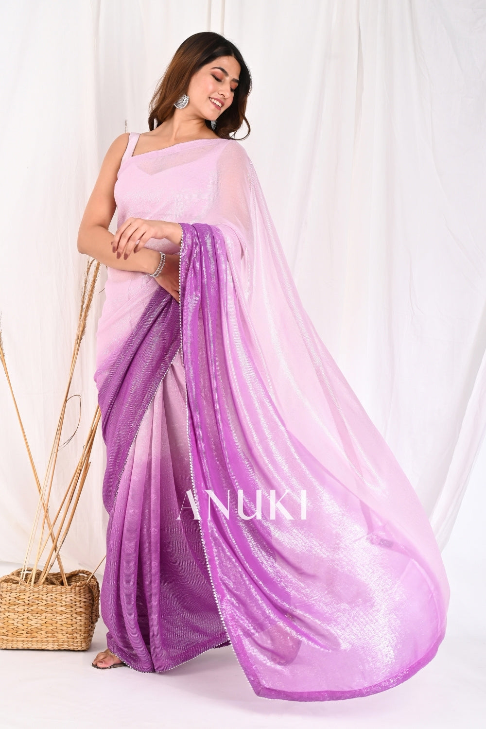 Off White-Lavender Saree – Easestudio