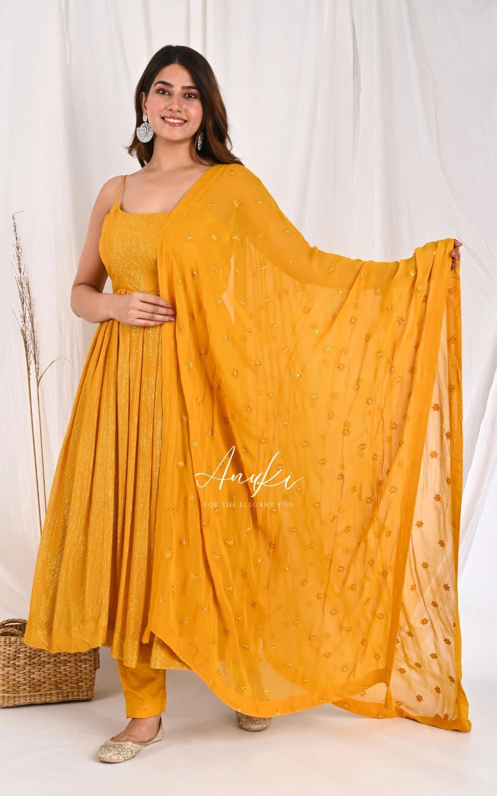 Canary yellow anarkali set