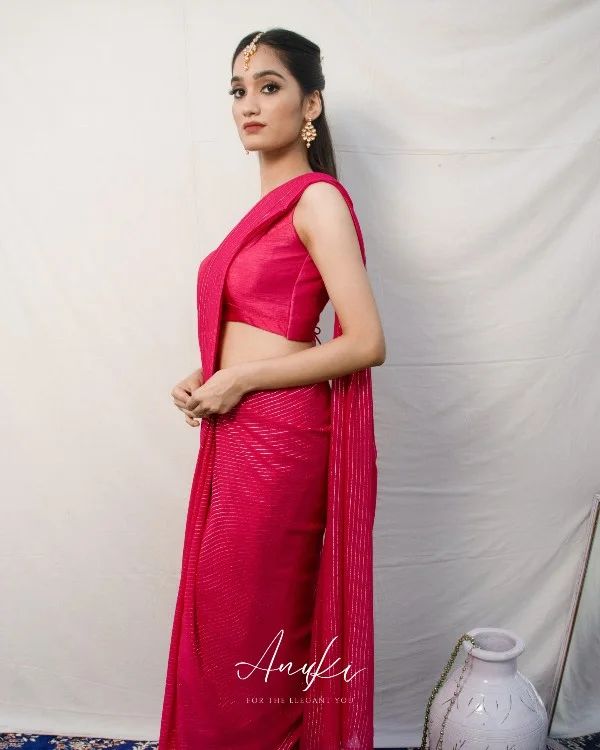 Rani Pink Cocktail Saree Anuki.in