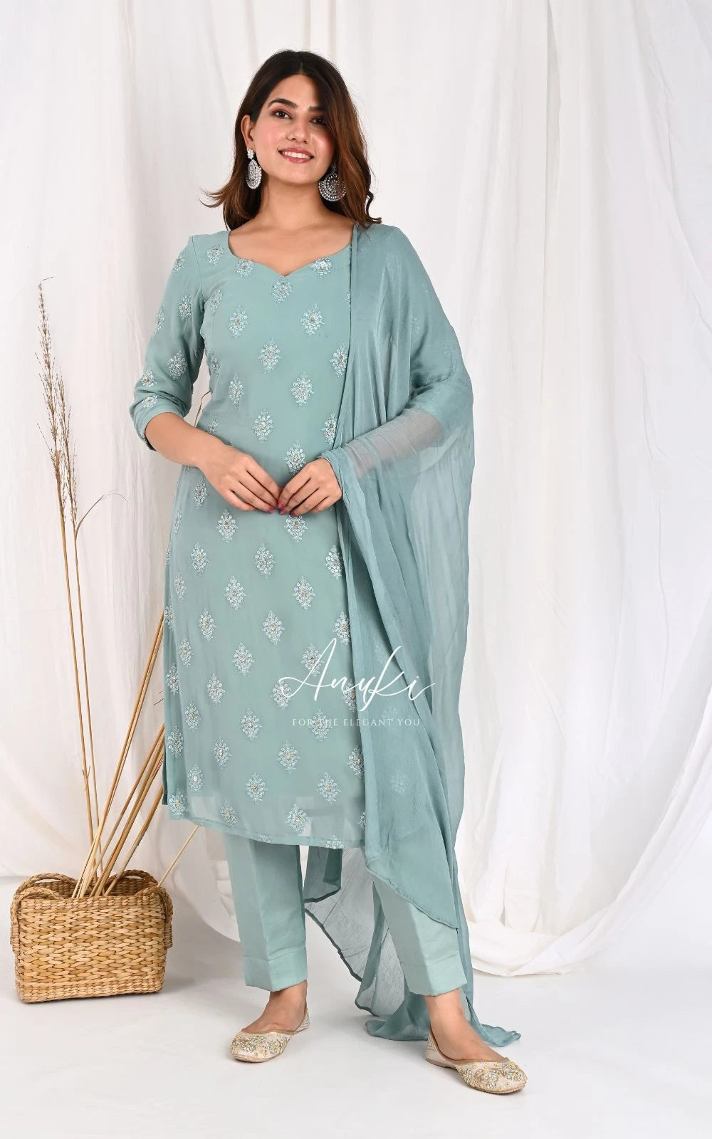 Sage Green Kurta Set Anuki.in