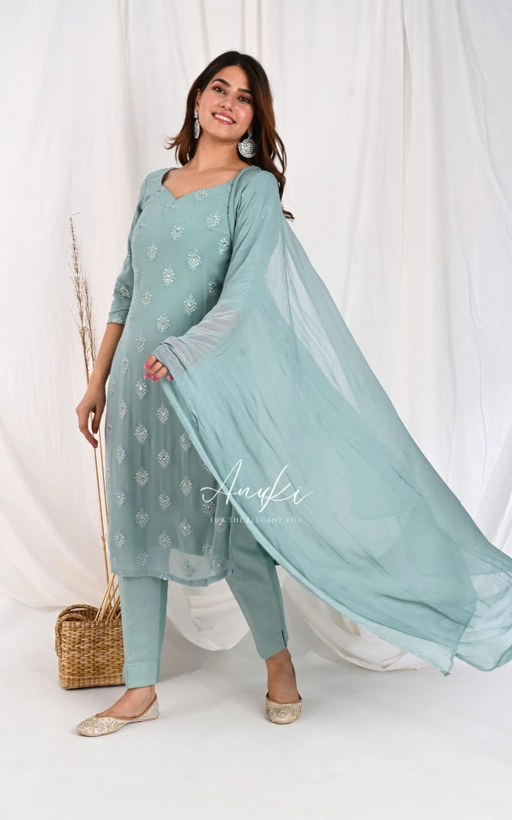 Sage Green Kurta Set Anuki.in